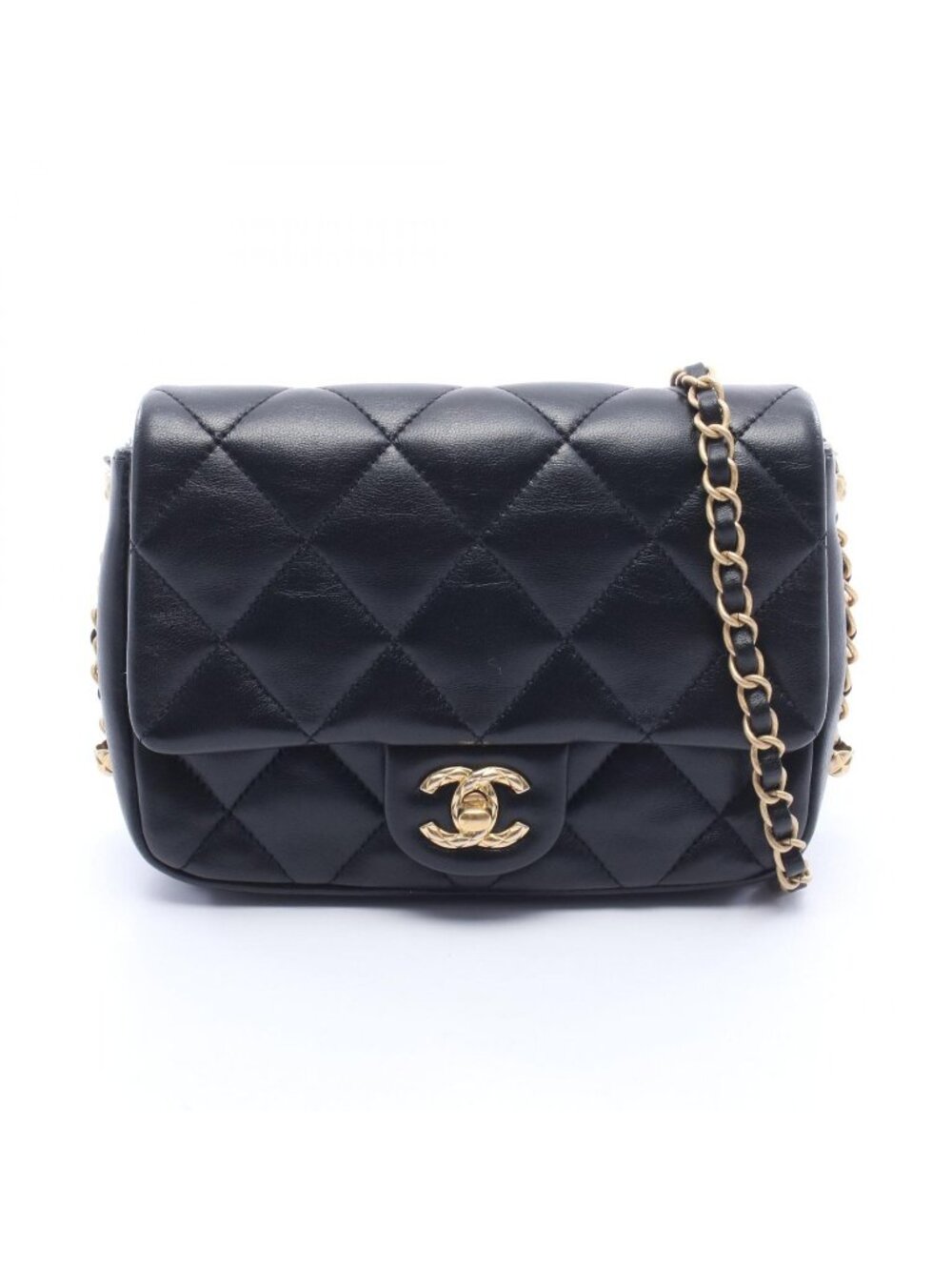 Chanel Shoulder Bag Quilted Small Black Leather Small Flap Chain